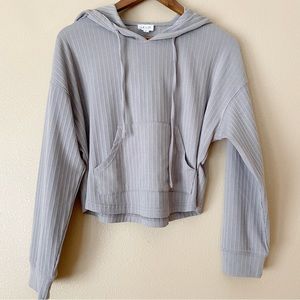 Le Lis Grey Knit Cropped Hoodie